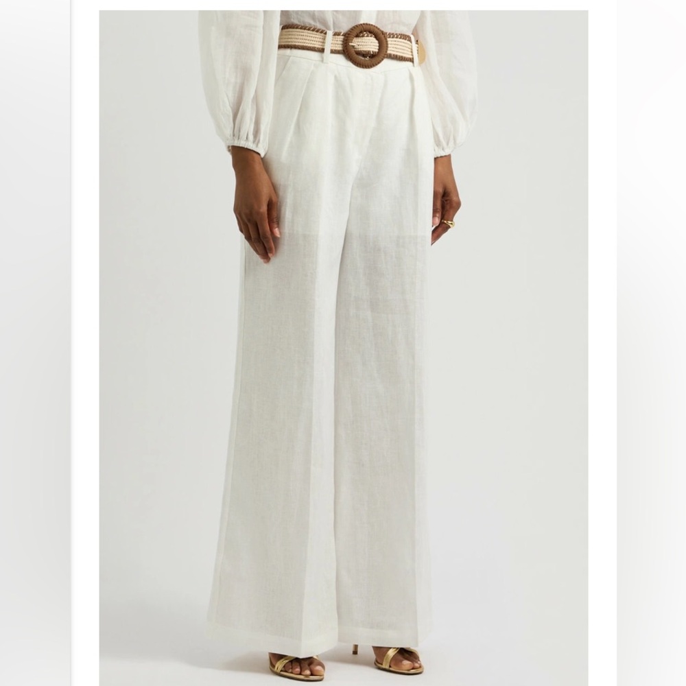 Zimmermann Wide Leg Trouser Women's 100% Linen Pants Size 1 (M)